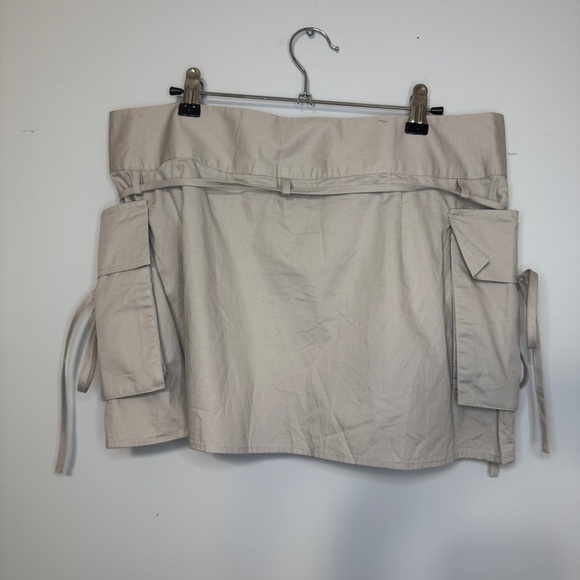 MICAS Utility Cargo Mini Skirt Beige XL – Y2K Street Style, Adjustable Waist - Picture 2 of 9